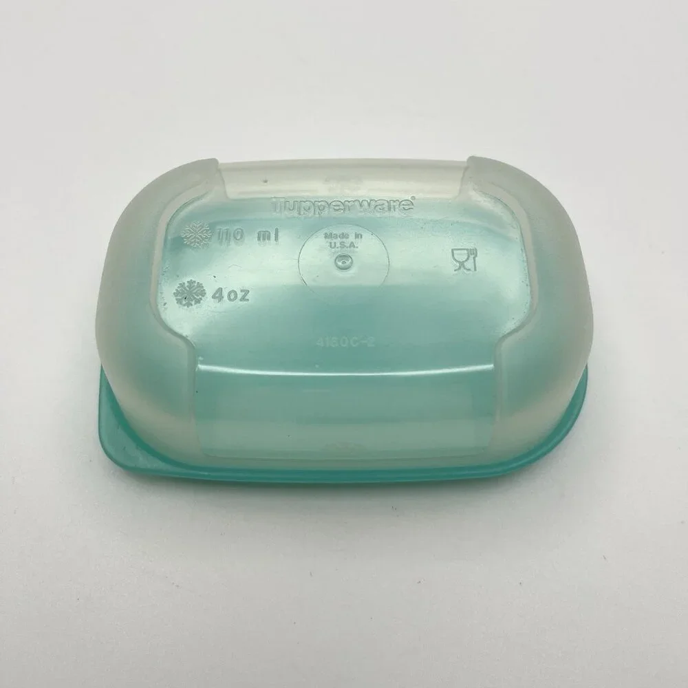 VTG Tupperware 4 oz Mini Snack Keeper 4160C Teal Lid Small Storage Container USA